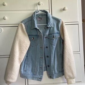Sherpa Sleeve Denim Jacket